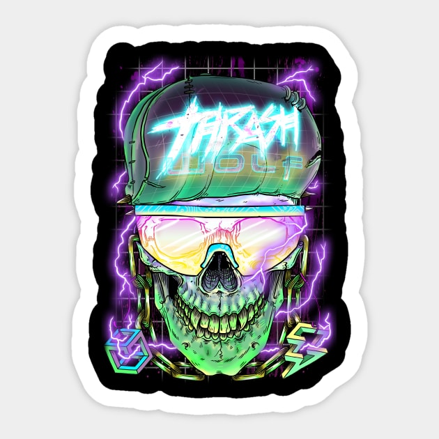 Electro Thrash Skull Sticker by thrashwolf